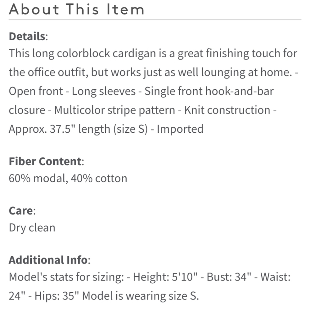 NEW Calvin Klein Stripe / Colorblock Midi Cardigan - Picture 9 of 9